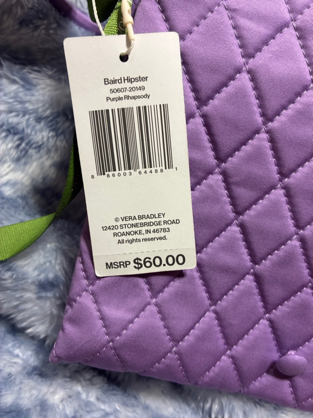 Vera Bradley Baird Hipster Quilted Purple Rhapsody Crossbody Bag NWT - Picture 7 of 7